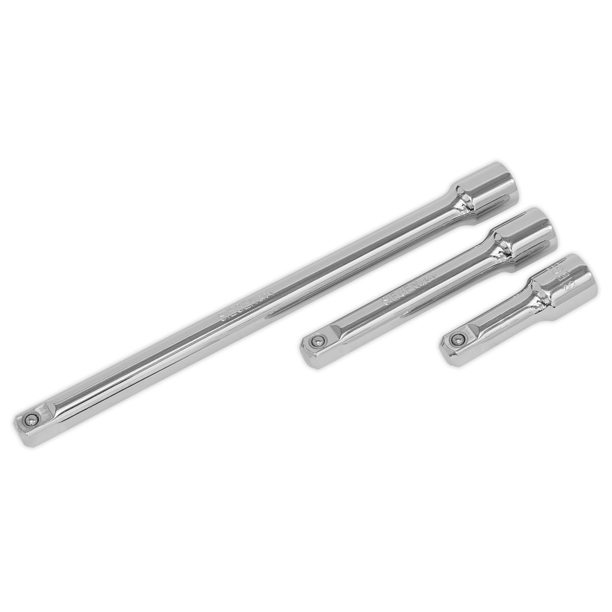 Sealey Extension Bar Set 3pc 1/2"Sq Drive Lengths 75, 150, 250mm S0720