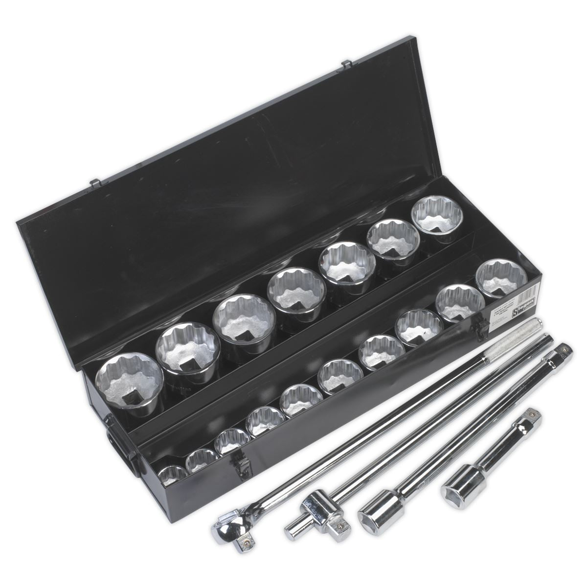 Socket Set 21pc 1"D 6pt WallDrive Metric Ratchet With Accessories Sealey S0768