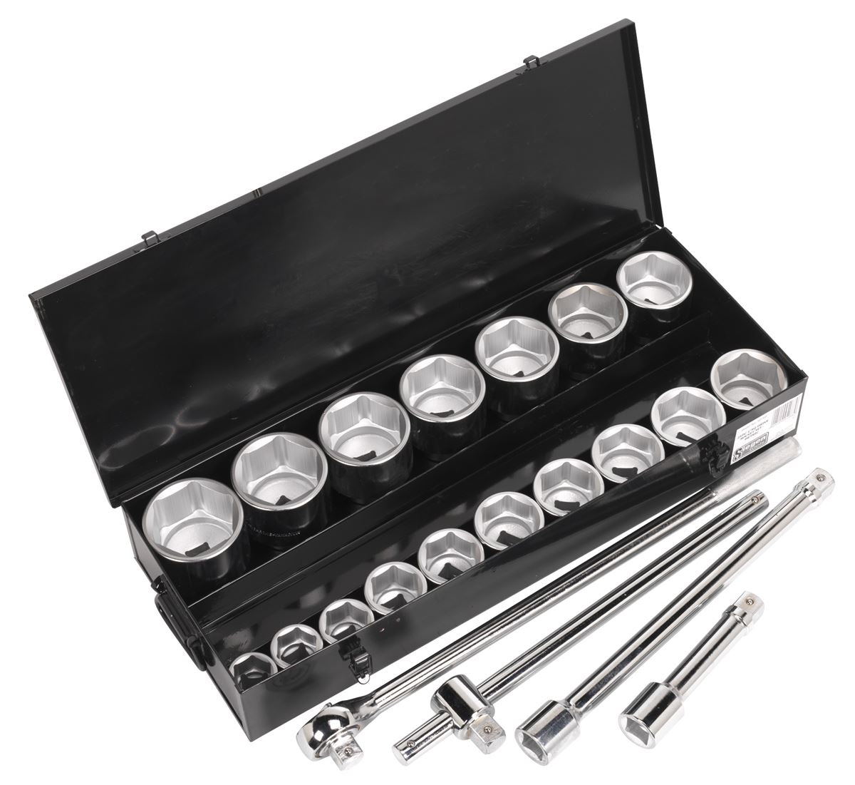 Socket Set 21pc 1"D 6pt WallDrive Metric Ratchet With Accessories Sealey S0768