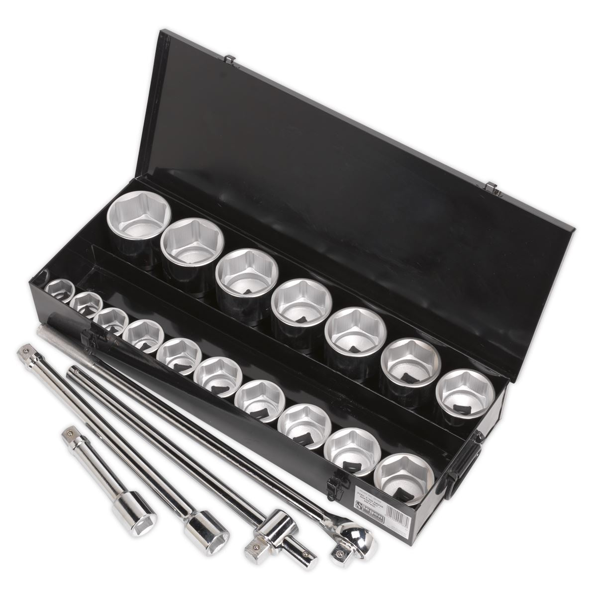 Socket Set 21pc 1"D 6pt WallDrive Metric Ratchet With Accessories Sealey S0768