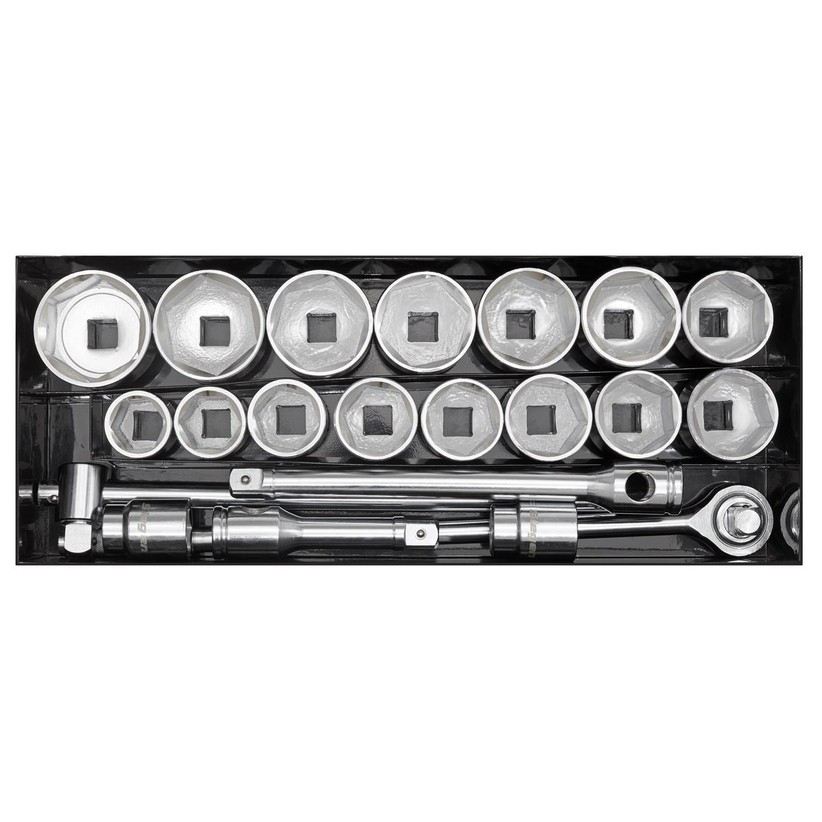 Socket Set 21pc 1"D 6pt WallDrive Metric Ratchet With Accessories Sealey S0768