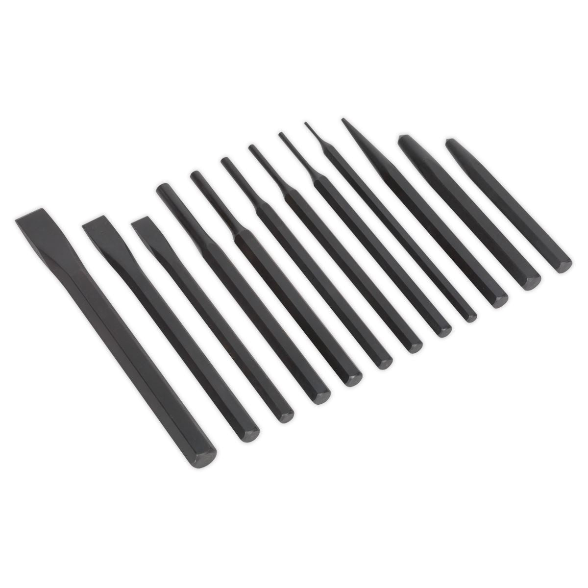 Sealey Punch & Chisel Set 12pc Taper Pin & Cold Chisels In A Case S0802