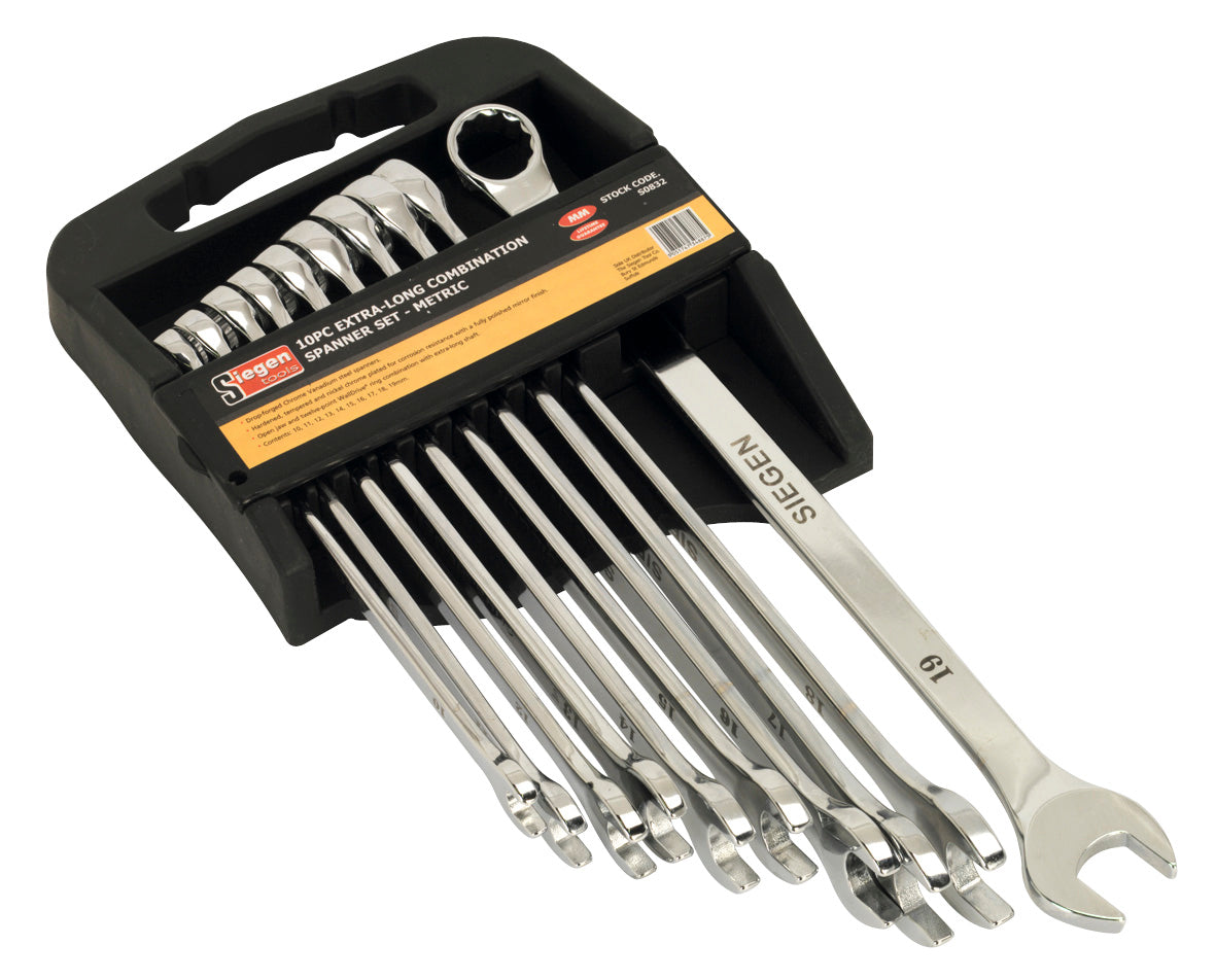 Sealey Combination Spanner Set 10pc Extra-Long Metric S0832