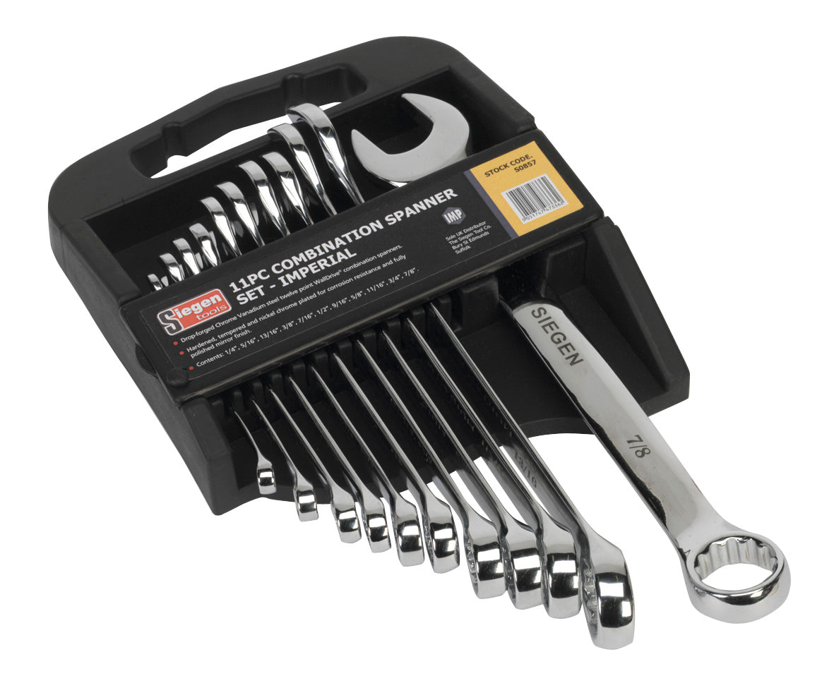 Sealey Combination Spanner Set 11pc Imperial S0857