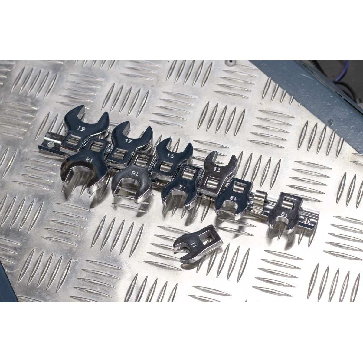 Sealey Crow's Foot Open-End Spanner Set 10pc 3/8"Sq Drive Metric S0866