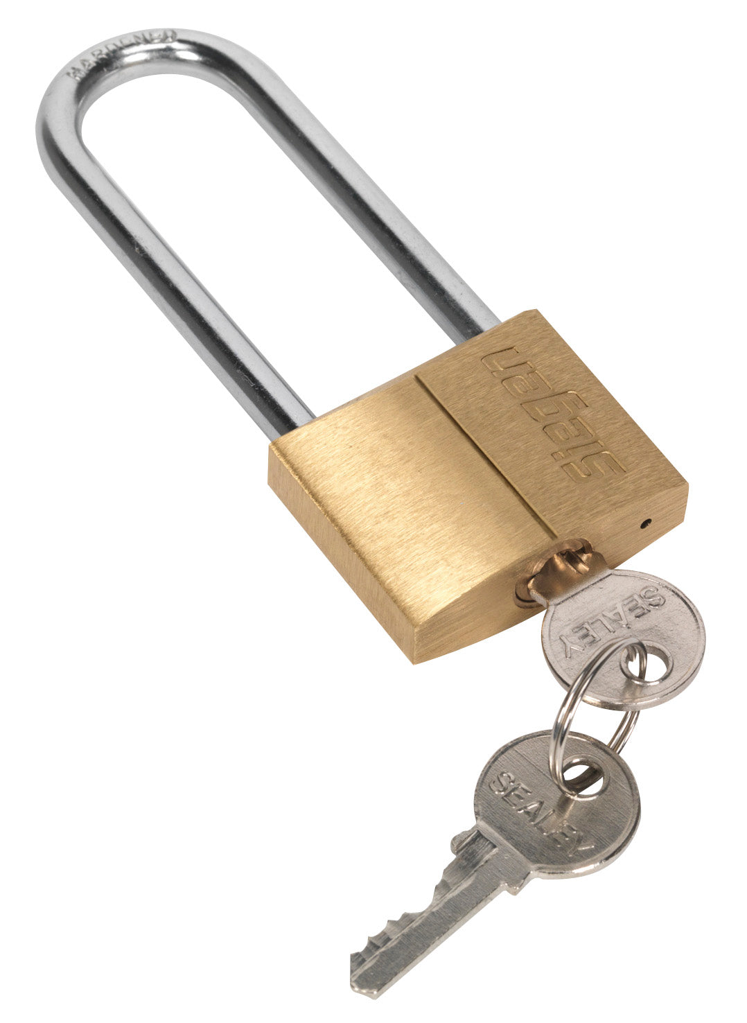 Sealey Brass Body Padlock with Brass Cylinder Long Shackle 40mm S0989