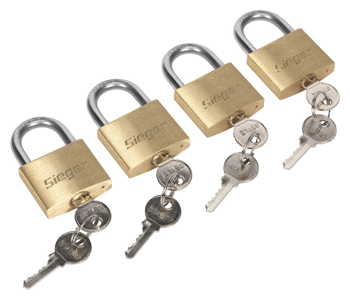 Sealey Brass Body Padlock with Brass Cylinder 40mm Keyed Alike Pack of 4 S0992