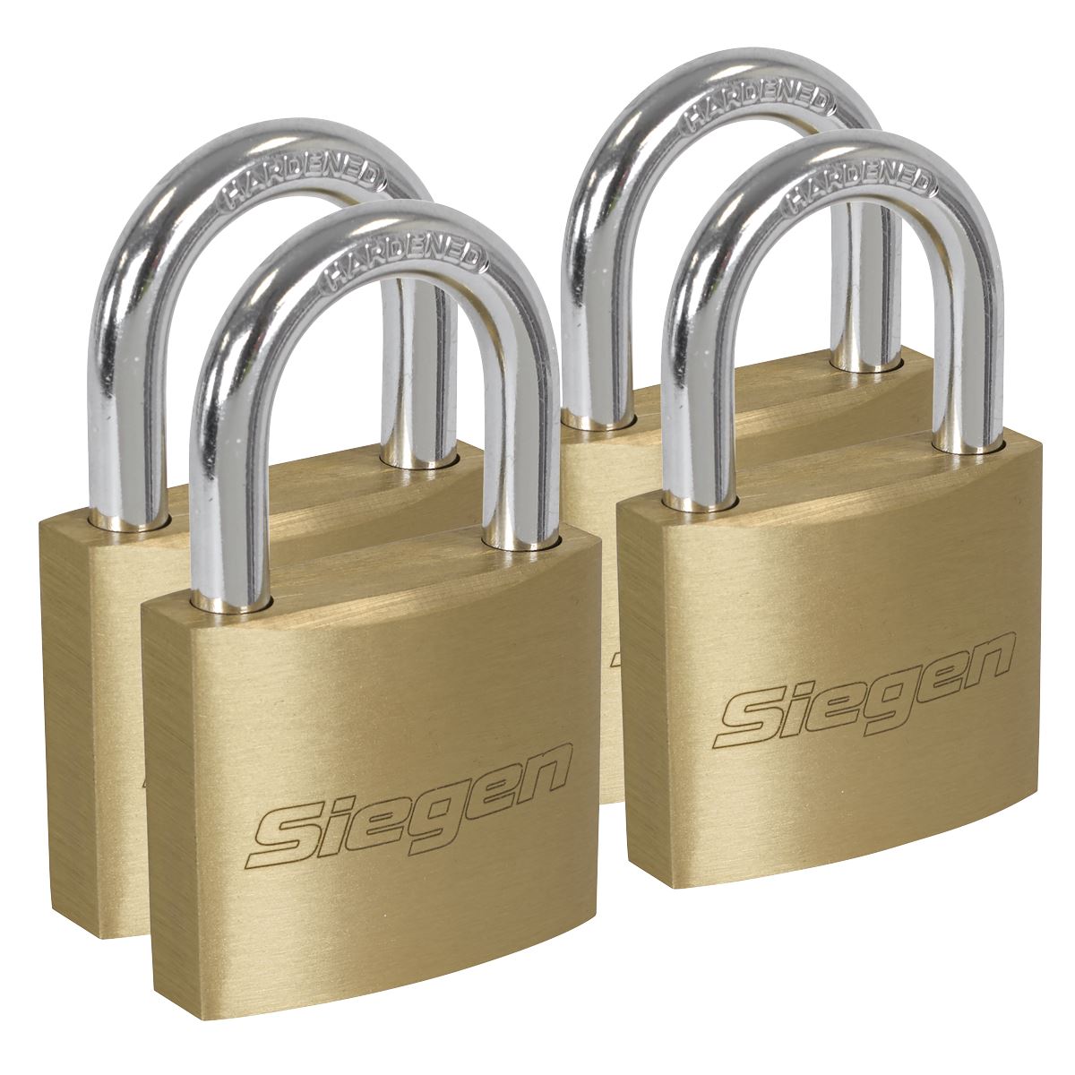 Sealey Brass Body Padlock with Brass Cylinder 40mm Keyed Alike Pack of 4 S0992
