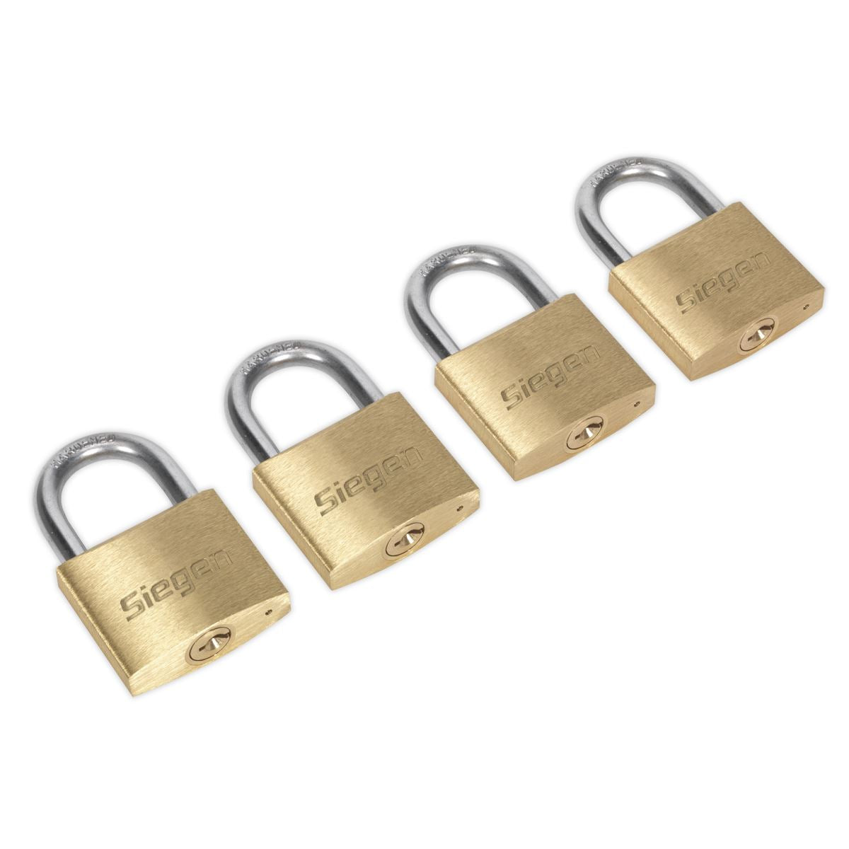 Sealey Brass Body Padlock with Brass Cylinder 40mm Keyed Alike Pack of 4 S0992