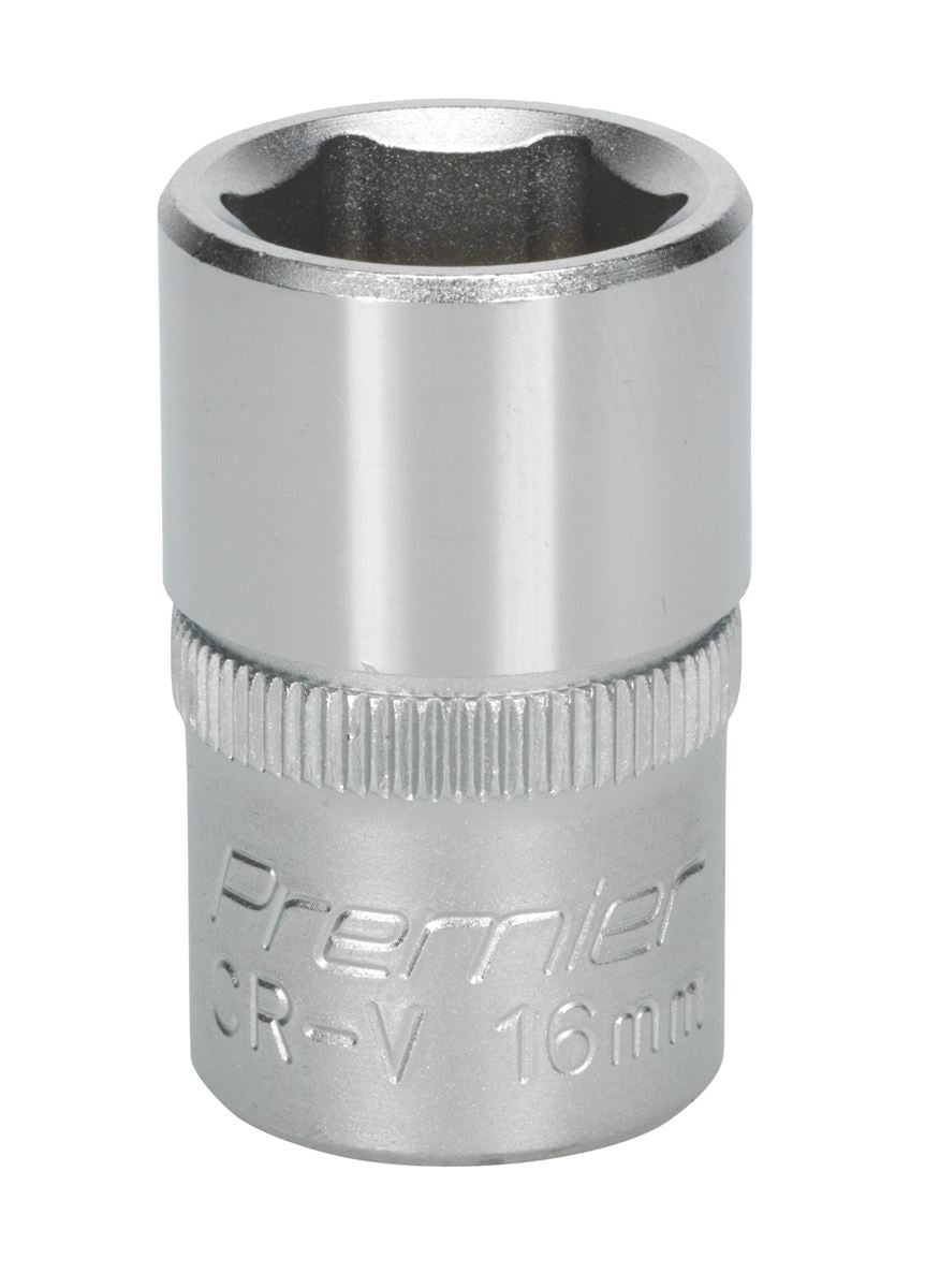 Sealey 16mm WallDrive Standard Length Chrome Socket 1/2"Sq Drive S1216