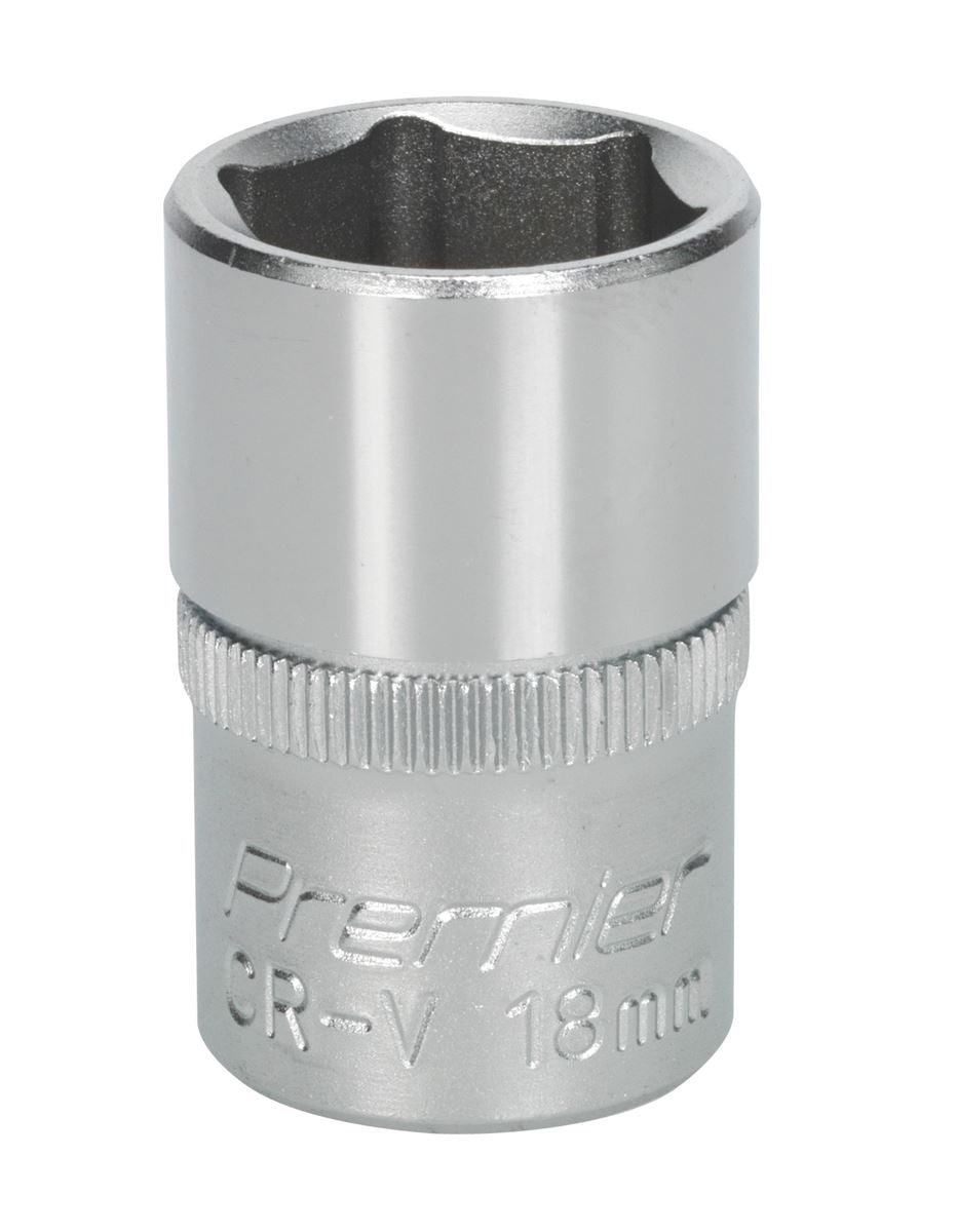 Sealey 18mm WallDrive Standard Length Chrome Socket 1/2"Sq Drive S1218