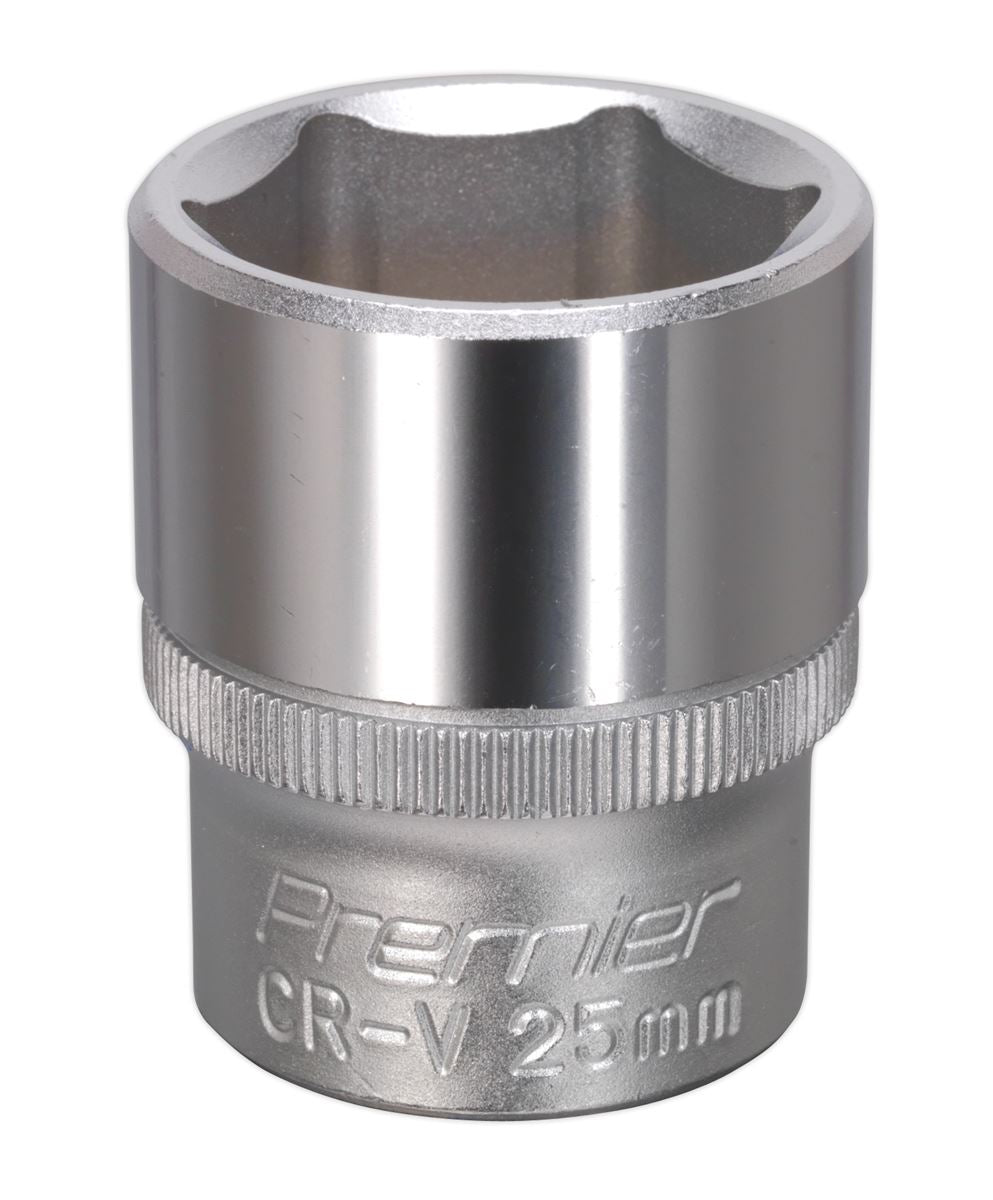 Sealey 25mm WallDrive Standard Length Chrome Socket 1/2"Sq Drive S1225