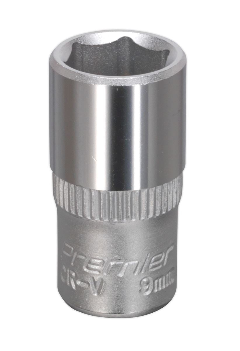 Sealey 9mm 1/4"D Metric WallDrive Chrome Socket Standard Length 6 Point S1409