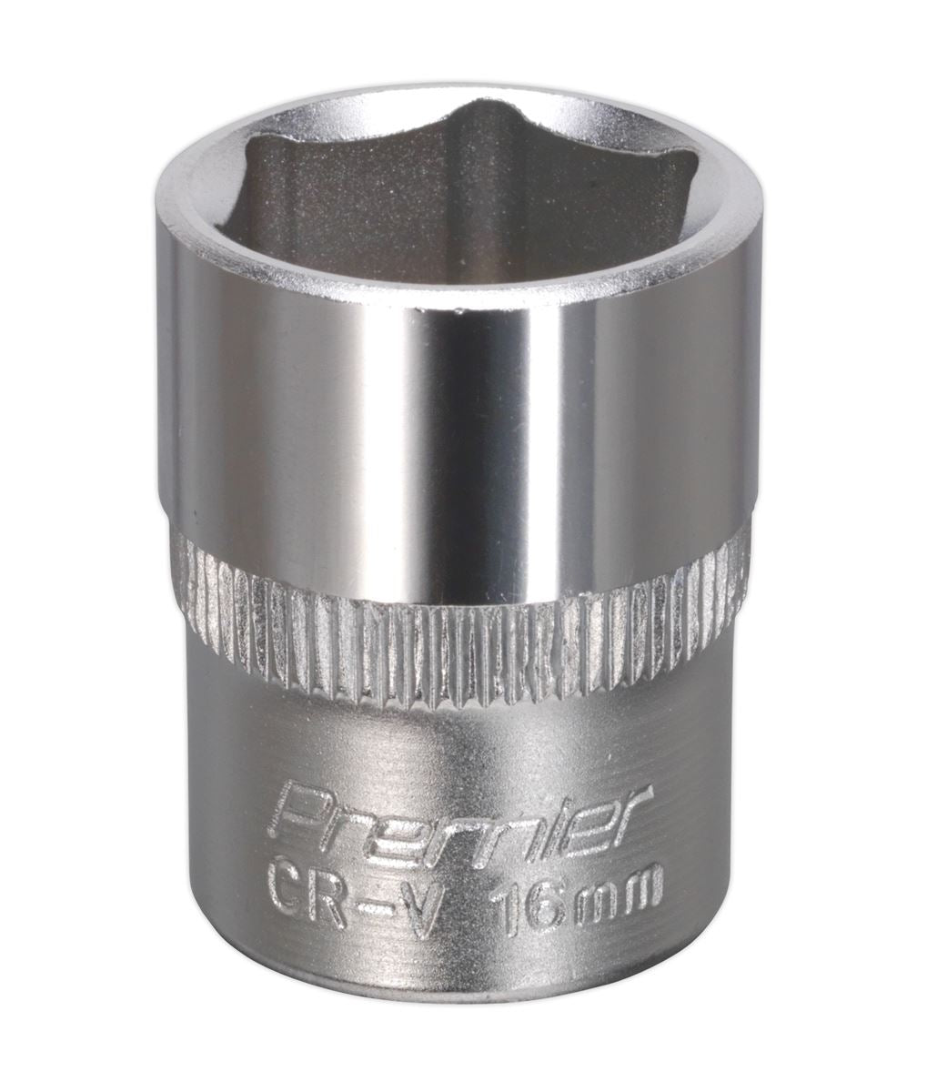 Sealey 3/8"Sq Drive Socket 16mm WallDrive Chrome Standard Length S3816