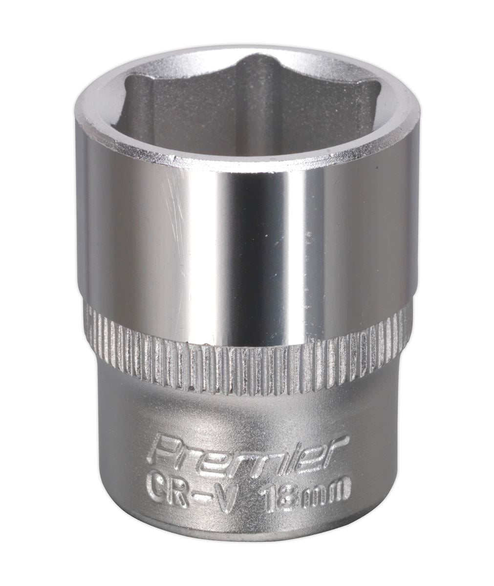 Sealey 3/8"Sq Drive Socket 18mm WallDrive Chrome Standard Length S3818