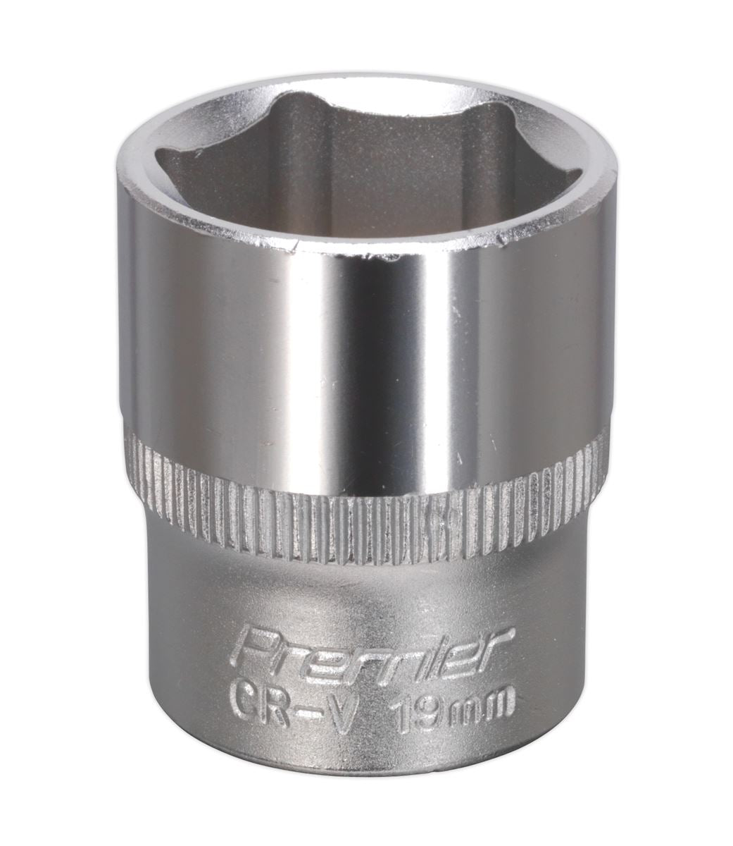 Sealey 3/8"Sq Drive Socket 19mm WallDrive Chrome Standard Length S3819