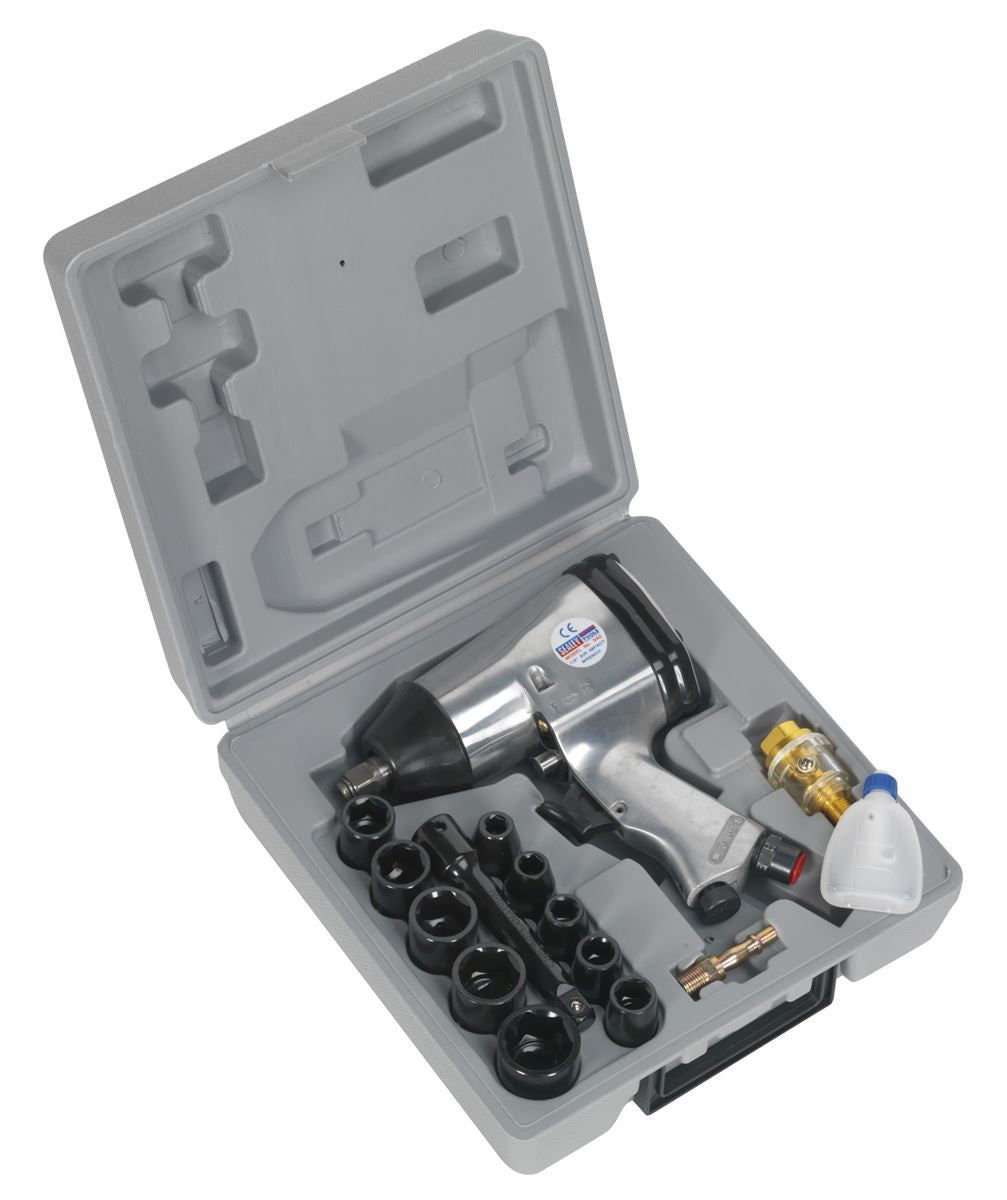 Sealey Air Impact Wrench Kit with Sockets 1/2"Sq Drive 237lb.ft 322Nm SA2/TS