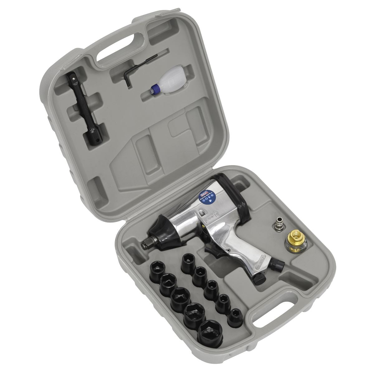 Sealey Air Impact Wrench Kit with Sockets 1/2"Sq Drive 237lb.ft 322Nm SA2/TS