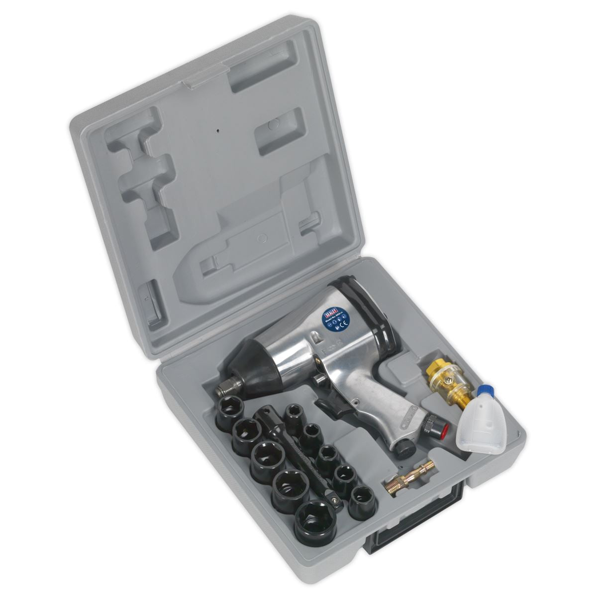Sealey Air Impact Wrench Kit with Sockets 1/2"Sq Drive 237lb.ft 322Nm SA2/TS