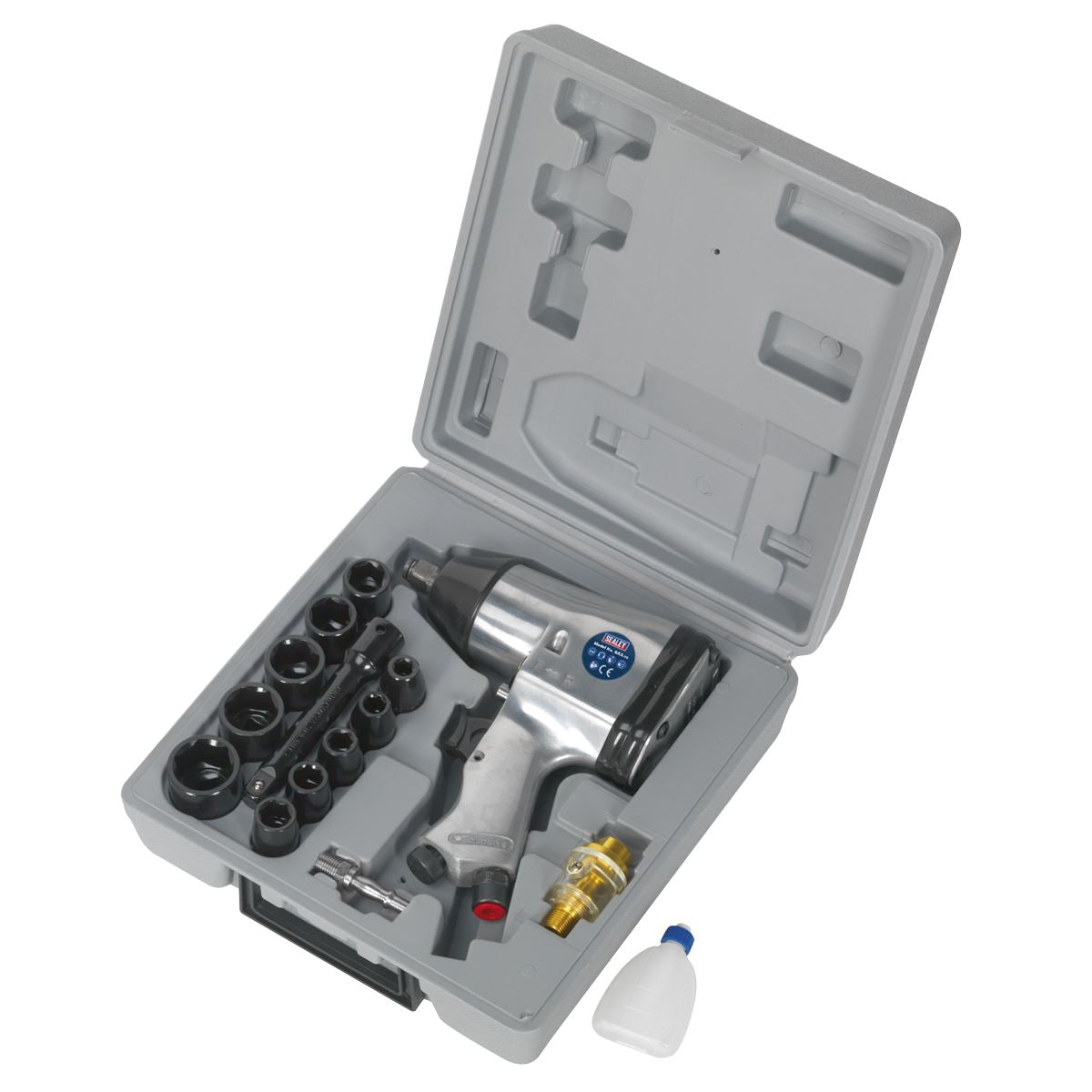 Sealey Air Impact Wrench Kit with Sockets 1/2"Sq Drive 237lb.ft 322Nm SA2/TS