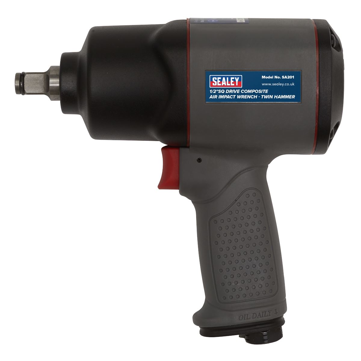 Sealey Air Impact Wrench 1/2" Drive Composite Twin Hammer 590lb.ft 800Nm SA201