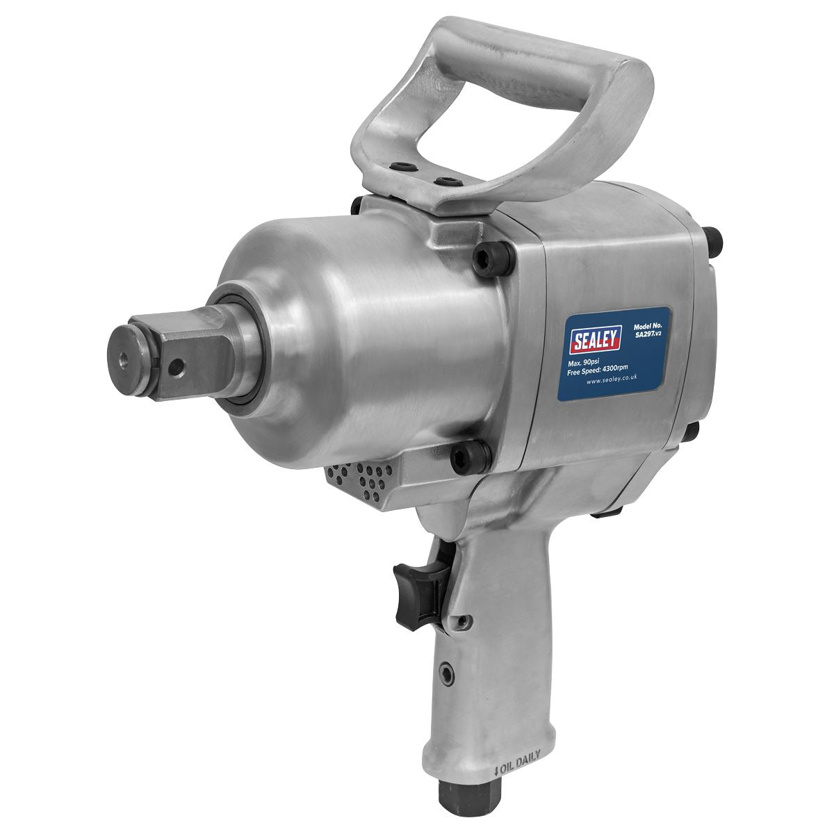 Sealey Air Impact Wrench 1"D Pistol Type Twin Hammer 1548lb.ft 2100Nm SA297