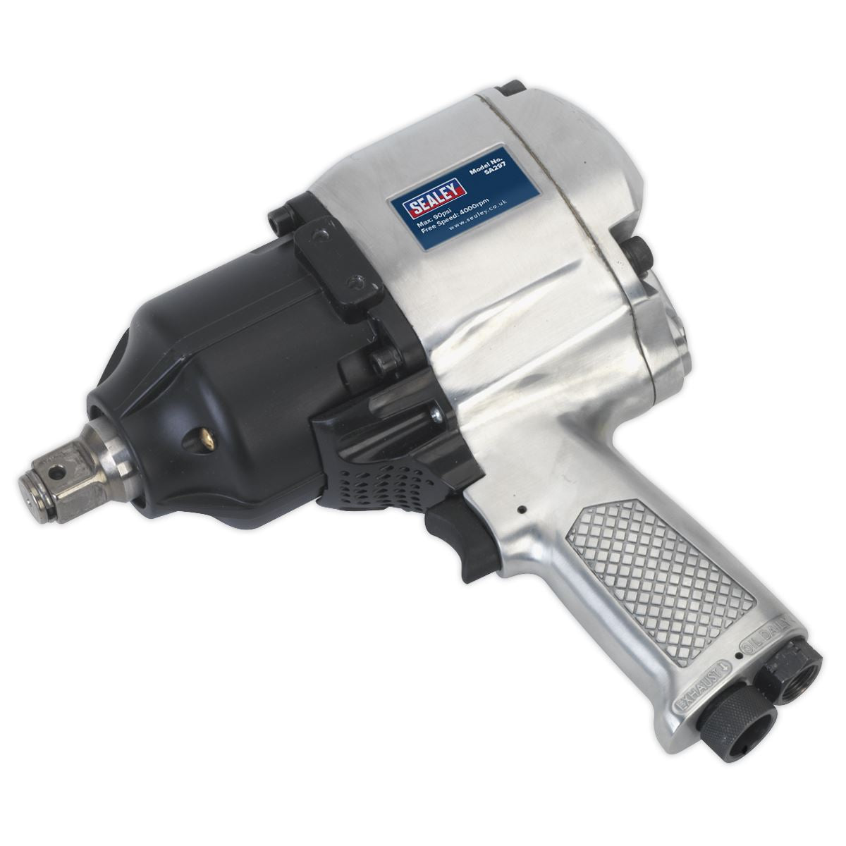 Sealey Air Impact Wrench 1"D Pistol Type Twin Hammer 1548lb.ft 2100Nm SA297