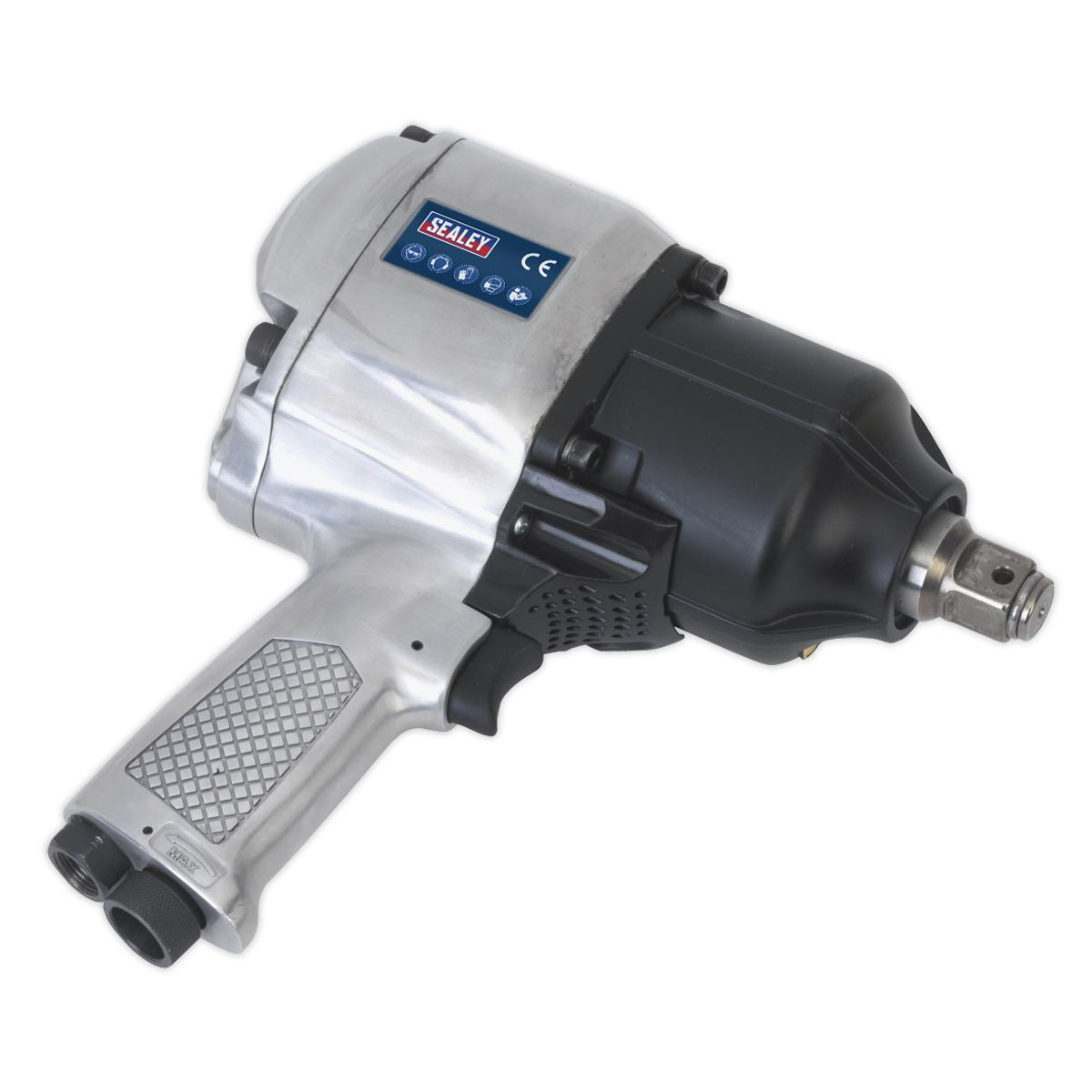 Sealey Air Impact Wrench 1"D Pistol Type Twin Hammer 1548lb.ft 2100Nm SA297