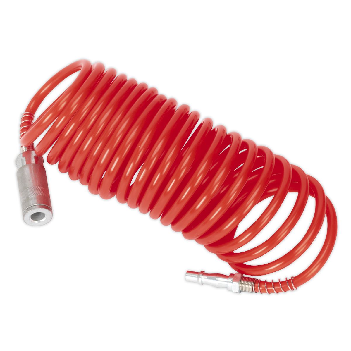 Sealey PE Coiled Air Hose 5m x 5mm with Quick Release Couplings SA305