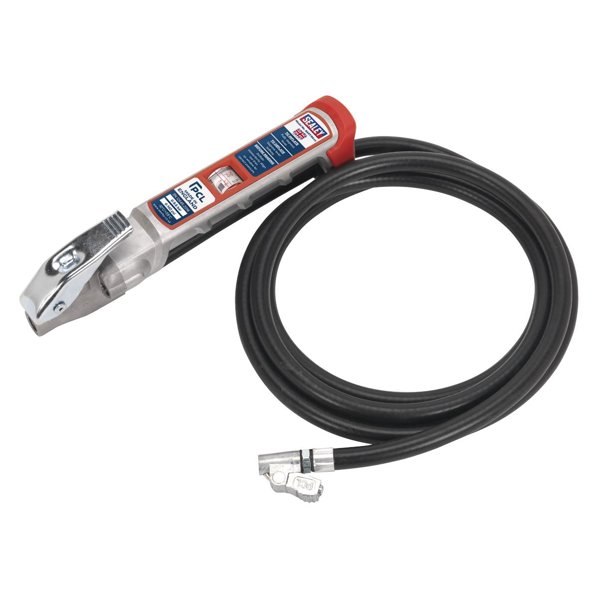 Sealey Professional Tyre Inflator with 2.5m Hose & Clip-On Connector SA37/94
