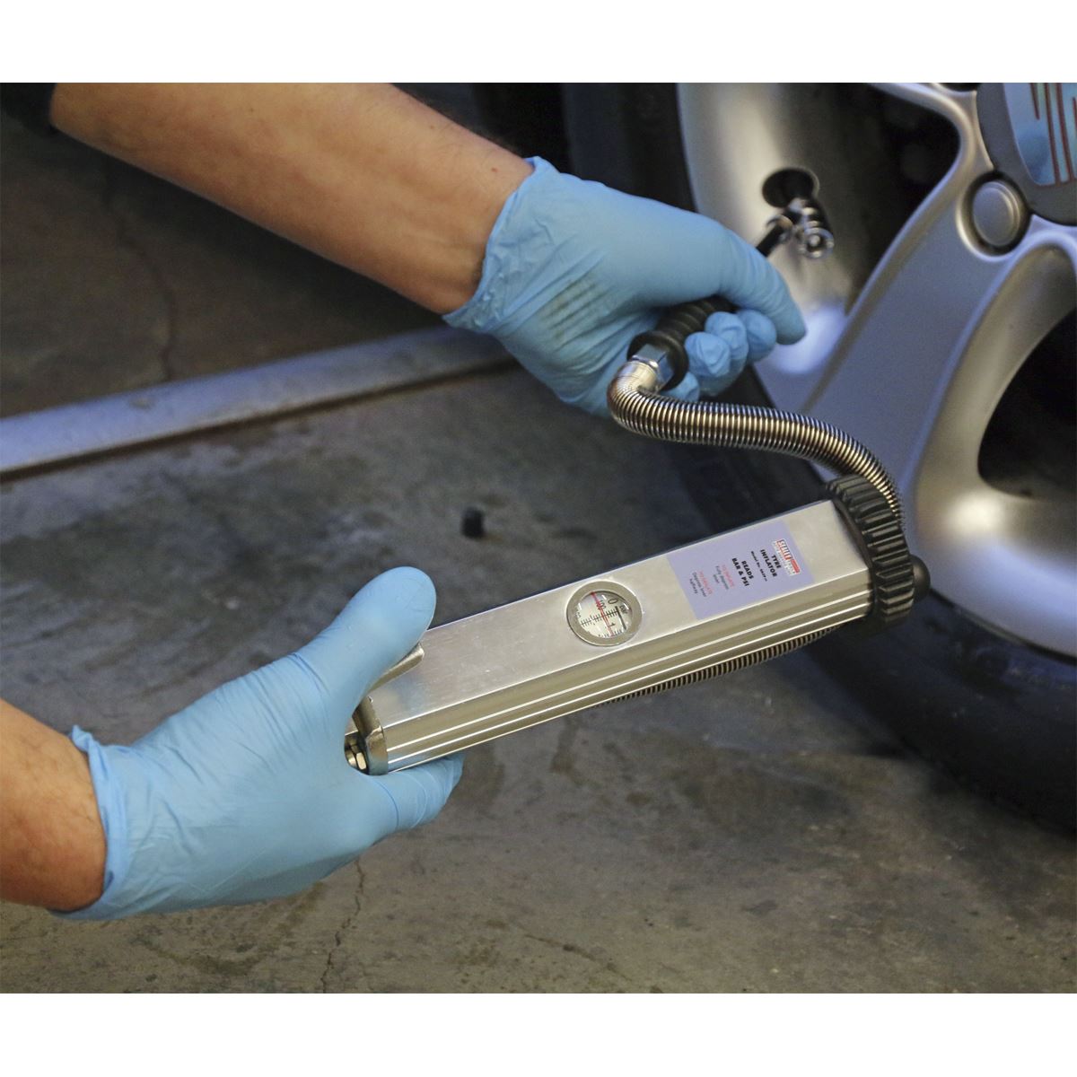 Sealey Tyre Inflator Long Type with Twin Push-On Connector SA39