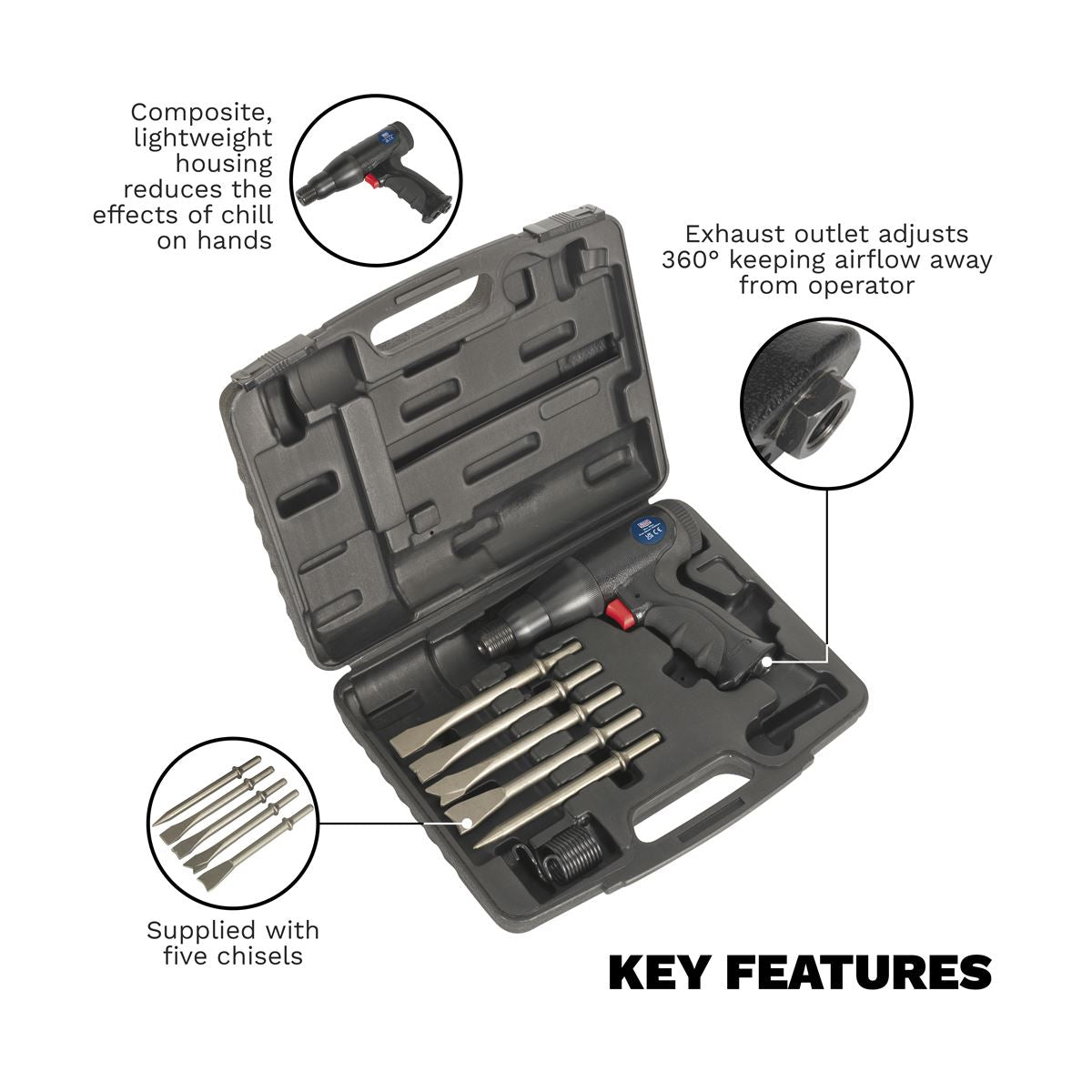 Sealey Air Hammer Kit Composite Premier - Long Stroke SA614