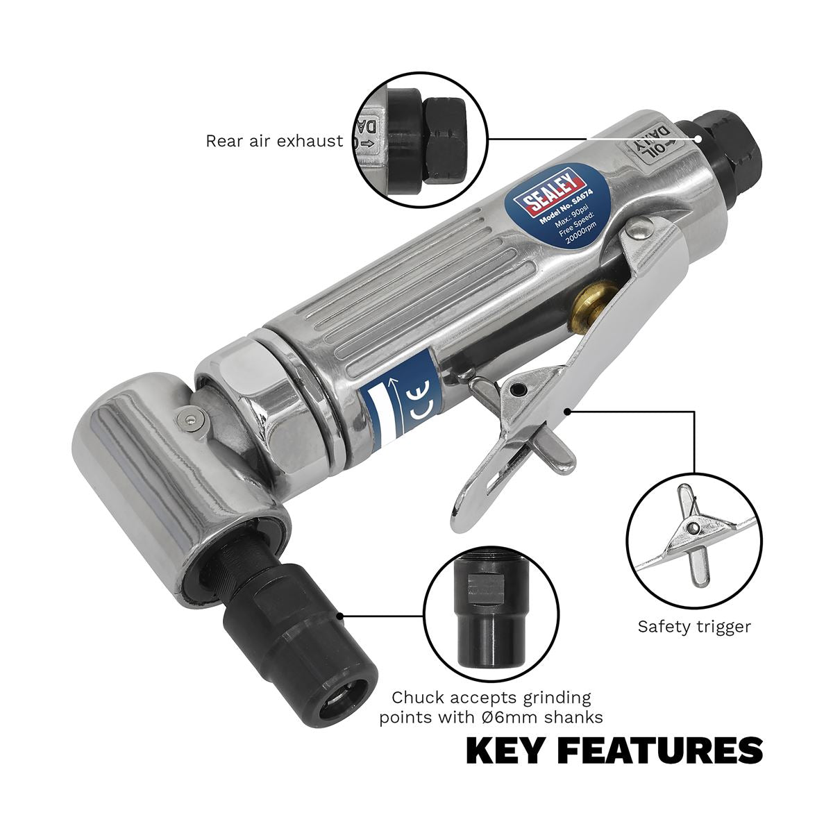 Sealey Air Die Grinder 90� Angle SA674