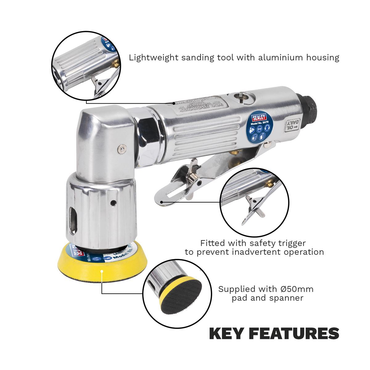 Sealey Air Orbital Sander �50mm SA70