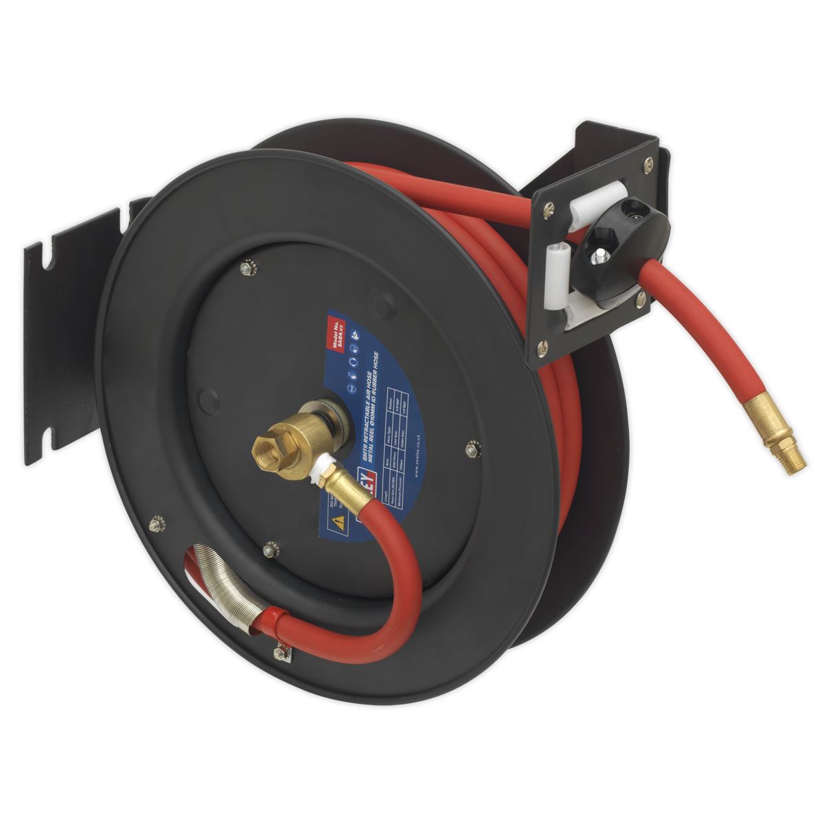 Sealey Retractable Air Hose Steel Reel 8 Metre 10mm ID Rubber Hose SA84