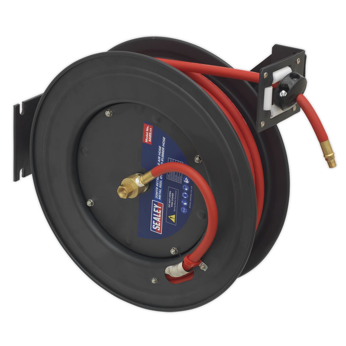Sealey Retractable Air Hose Steel Reel 20 Metre 10mm ID Rubber Hose SA85