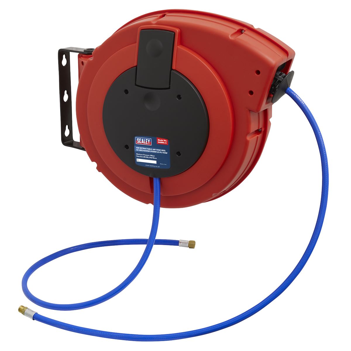Sealey Retractable Air Hose Reel HD Mechanism 10 Metre 10mm ID PU Hose SA895