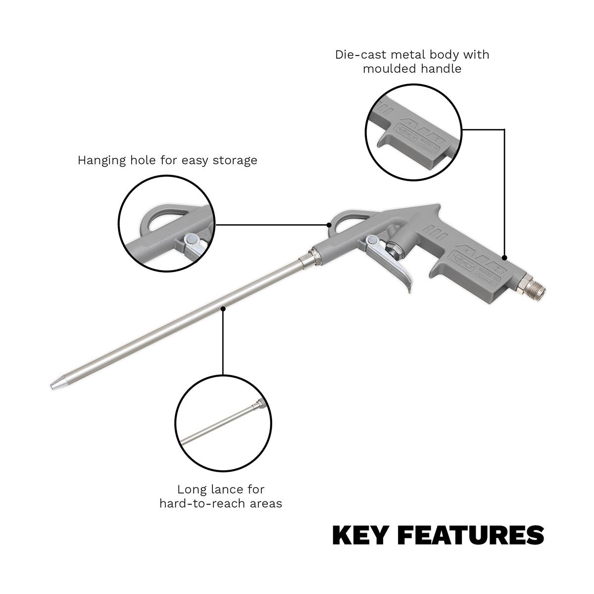 Sealey Air Blow Gun 200mm With 1/4"BSP Air Inlet Length 200mm SA919