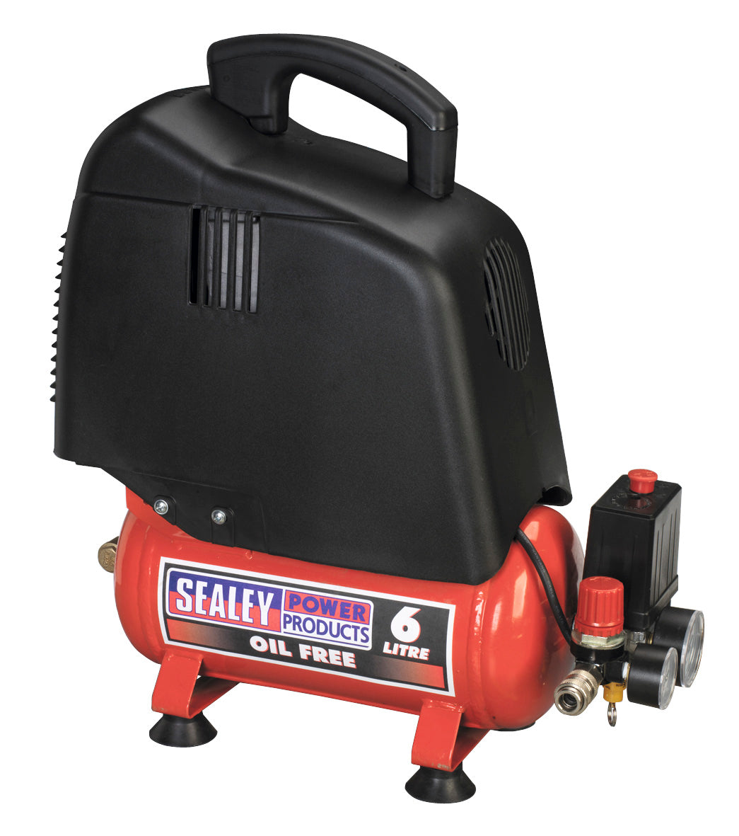Sealey Air Compressor 6L Belt Drive 1.5hp Oil Free SAC00615