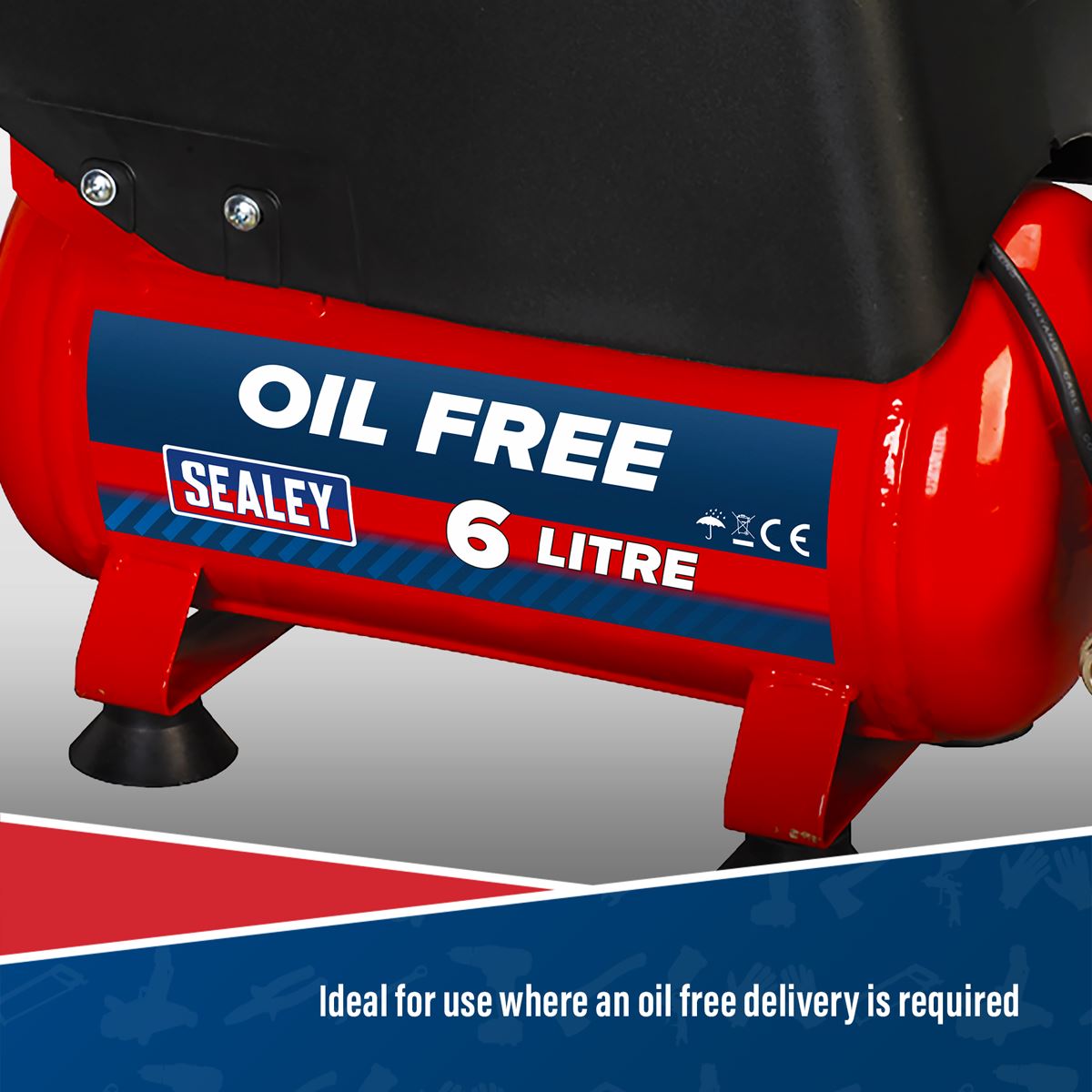 Sealey Air Compressor 6L Belt Drive 1.5hp Oil Free SAC00615