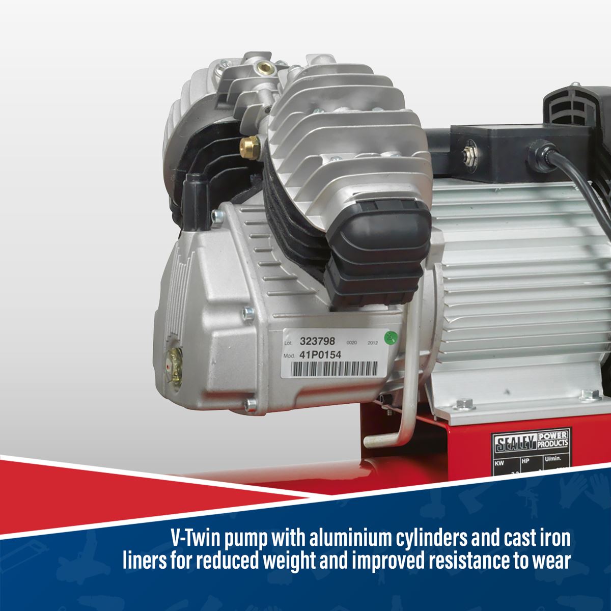 Sealey Air Compressor 50L V Twin Direct Drive 3hp SAC05030