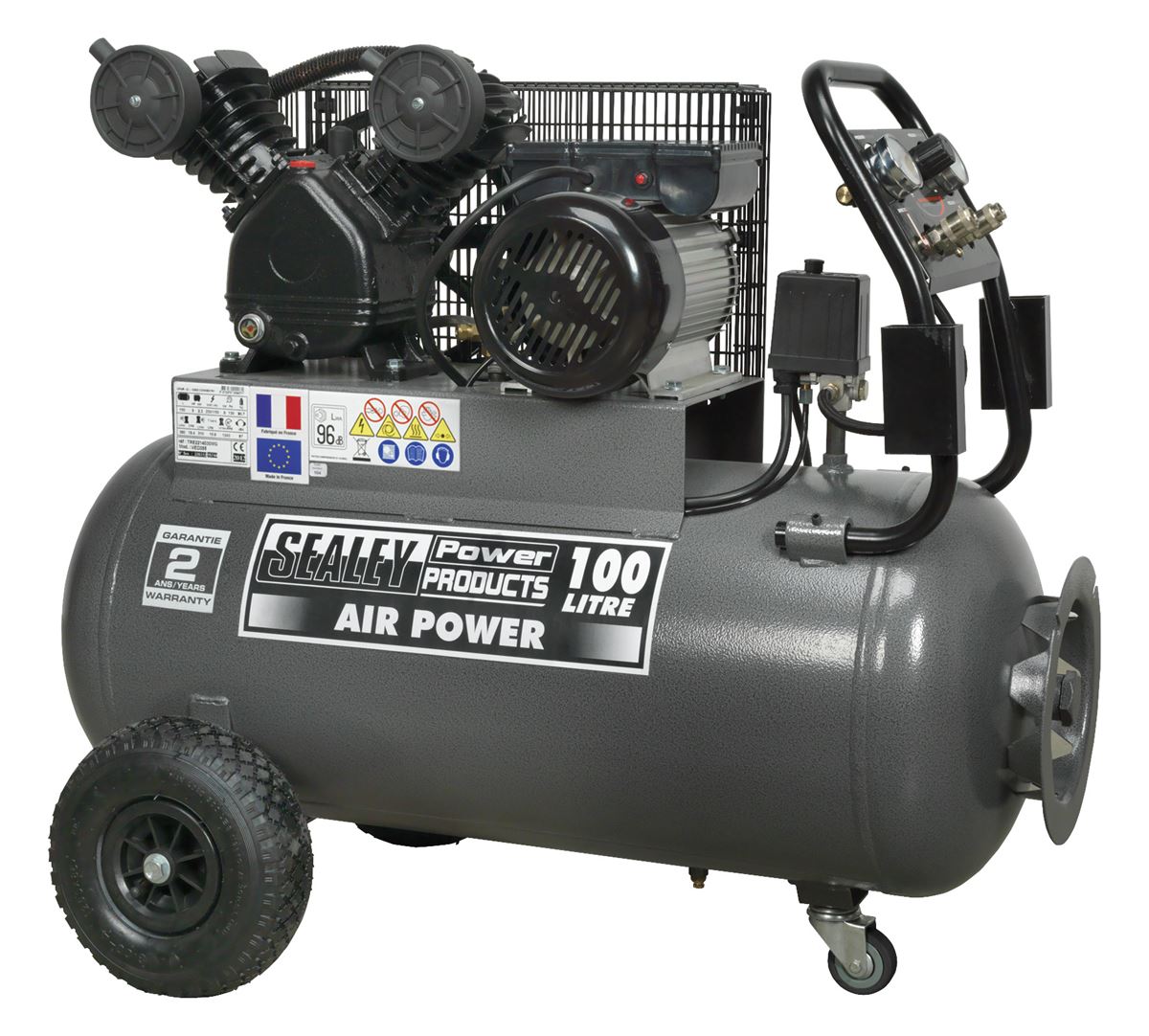 Sealey Air Compressor 100L Belt Drive 3hp with Front Control Panel SAC3103B