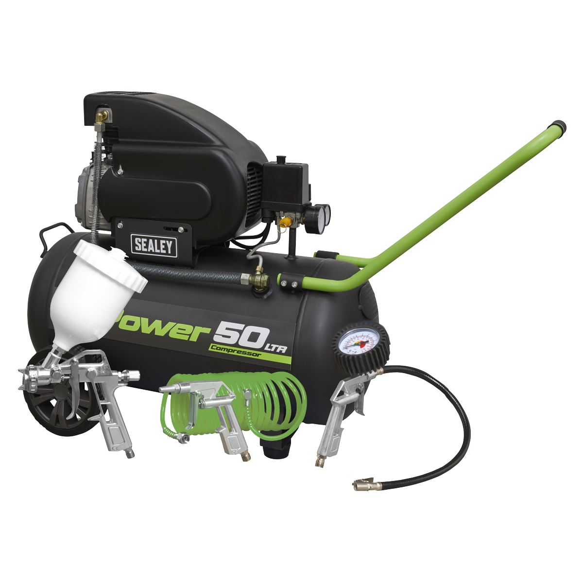Sealey Air Compressor 50L Direct Drive 2hp 4pc Air Accessory Kit SAC5020EPK