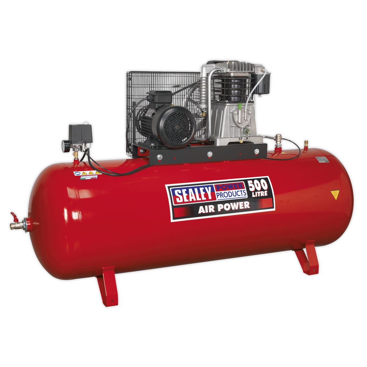 Sealey Air Compressor 500L Belt Drive 7.5hp 3ph 2 Stage Cast Cylinder SAC55075B
