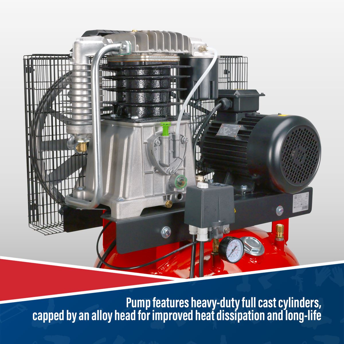 Sealey Air Compressor 270L Vertical Belt Drive 7.5hp 3ph 2 Stage SACV52775B