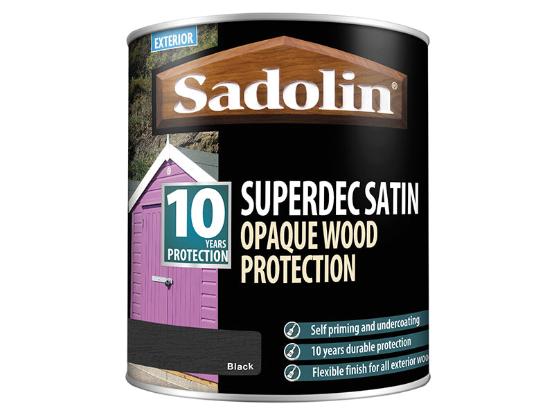 Sadolin Superdec Opaque Wood Protection Black Satin 1 litre SAD5028828