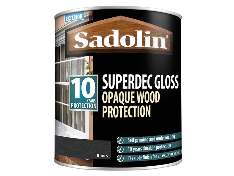 Sadolin Superdec Opaque Wood Protection Black Gloss 1 litre SAD5028853