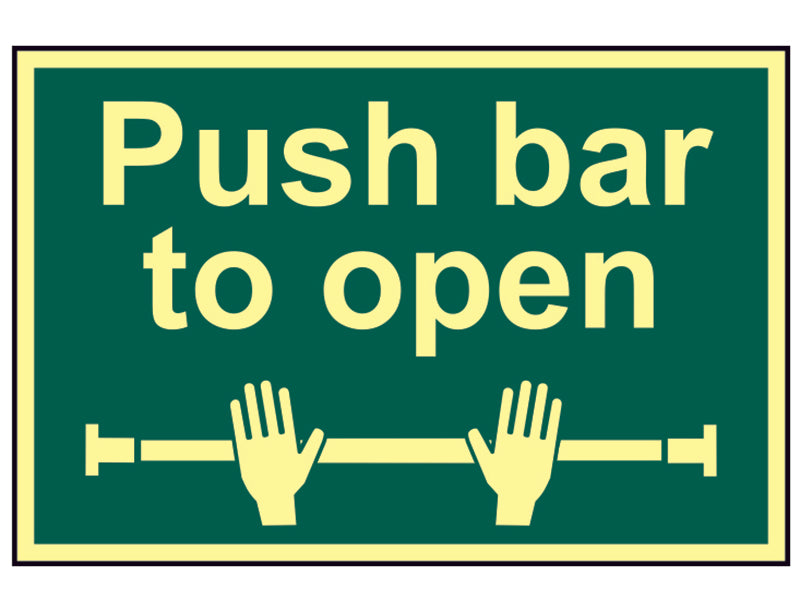 Scan Push Bar To Open - Photoluminescent 300 x 200mm SCA1584