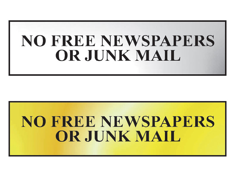 Scan No Free Newspapers Or Junk Mail - Polished Chrome Effect 200 x 50mm SCA6023C