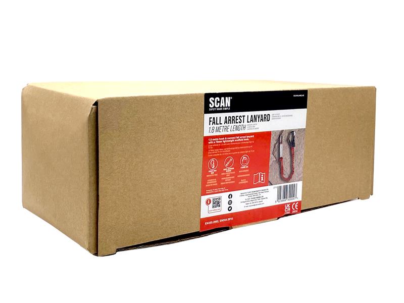 Scan Fall Arrest Lanyard 1.8m Hook & Connect SCAFALANELAS